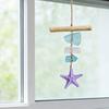 Seaglass Hanging Decoration Handmade Bohemian Coastal Nautical Starfish Sea Glass Art Home Office Beach House Wall Ornament Pendant