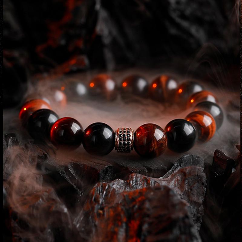5A Real Natural Red Tiger Eye Beads Stone Bracelet Men Women Zircon Accessories Handmade Jewelry Gift for Girlfriend Wholesale