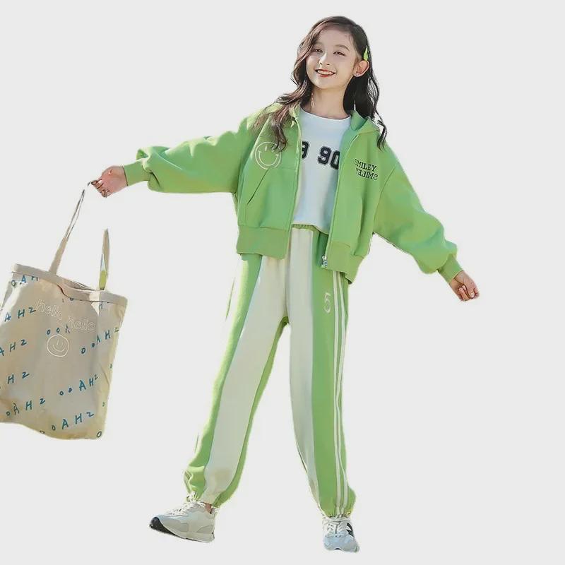 2025 New Style Girls' Spring & Autumn Casual Sports Suit for Older Kids