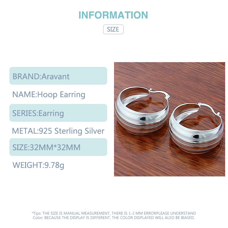 925 Silber 32 mm Creolen für Damen, Modeschmuck, Geschenk