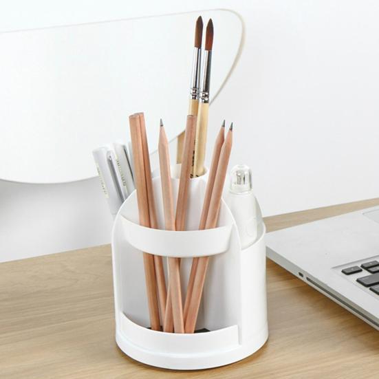 Pen Holder Makeup Organizer Creative Multi-Grid Design 360-degree Rotatable Easy Access Versatile Storage Box