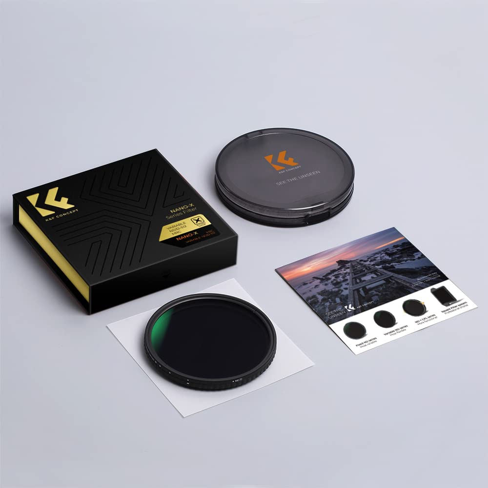 Concept 55mm Variable ND Filter No unevenness Made in Japan AGC Optical Glass HD Low reflectivity nano coating Lens filter for photography direct K&F