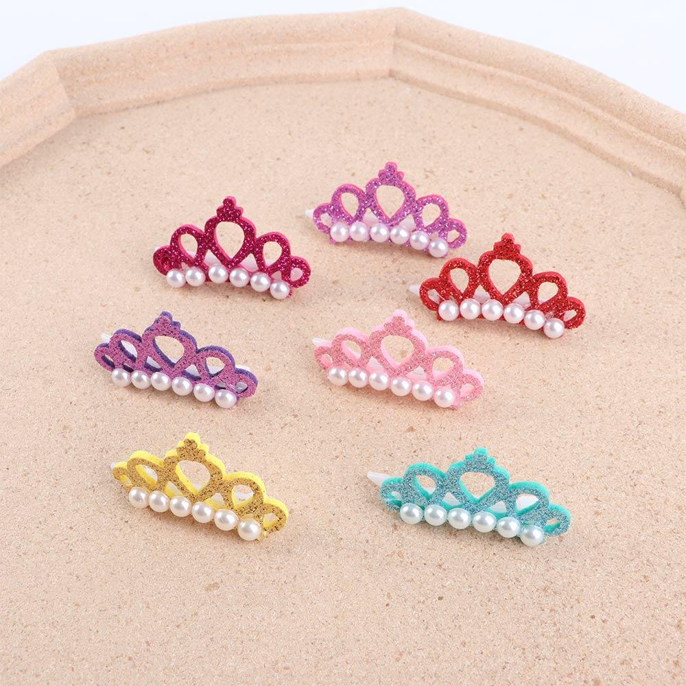 Crown Shape Bows with Faux Pearl Pets Hair Clips Dog Accessories Pet Hairpins Pet Grooming Supplies