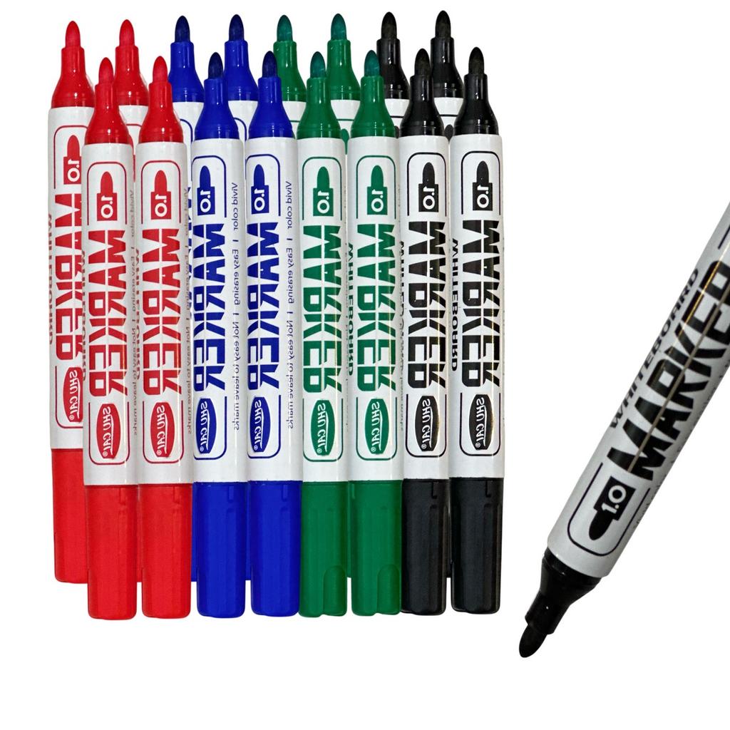 4PCS Whiteboard Dry Erase Markers Set – Red, Blue, Black, Green – Round Tip, Easy To Erase, Smooth Ink Flow for Classroom