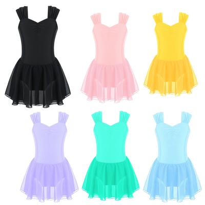 Maillot Vestido Tutú de Ballet Niños Bailarina Sin Mangas Fruncido Vestidos Niñas Gimnasia Disfraces Danza Lírica