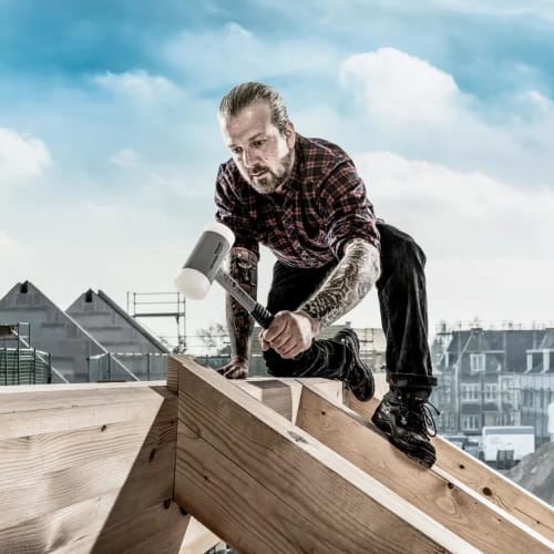 HALDER Shockless Recoilless Supercraft Hammer, Steel Handle, Nylon (White), Diameter 50mm, 3377.050