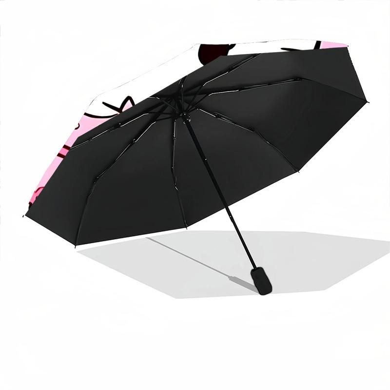 1pc Hello Kitty Automatic Folding Umbrella, Portable Collapsible Design, 8-Rib Iron Frame, , All-Season Casual Outdoor Accessory for Christmas Birthda