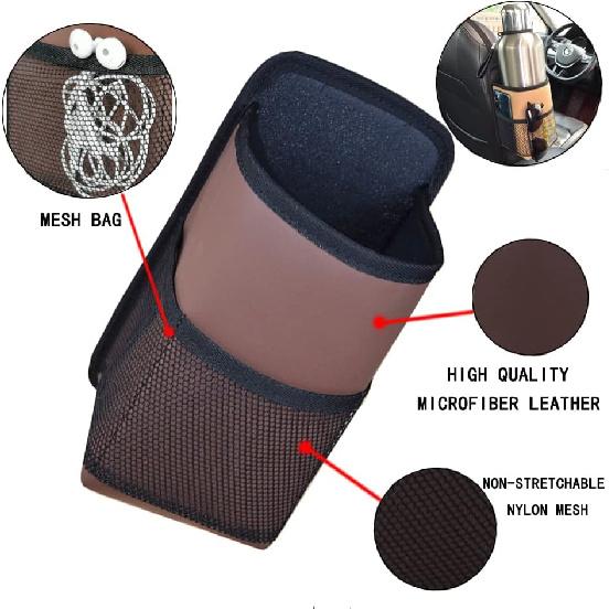 2 In 1 Large Cup Holder, 80 Oz Auto Water Bottle Holder Bag, Bottles & Big Drinks. Hanging Multi-Function Mini Car Seat Side Organizer, Phones, Stuff