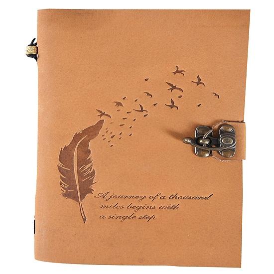 17.78 Cm Leather Diary Writing Notebook Unique Handmade Embossed Travel Diary Writing Notebook Brown