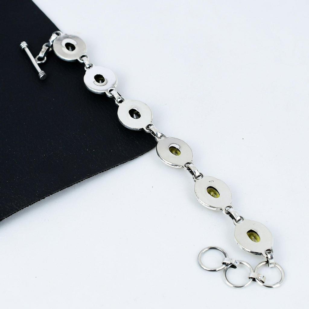Beautiful Citrine Gemstone Handmade 925 Sterling Silver Bracelet, Citrine Bracelet For Wife , Unisex Bracelet, Easter Gift For Wife