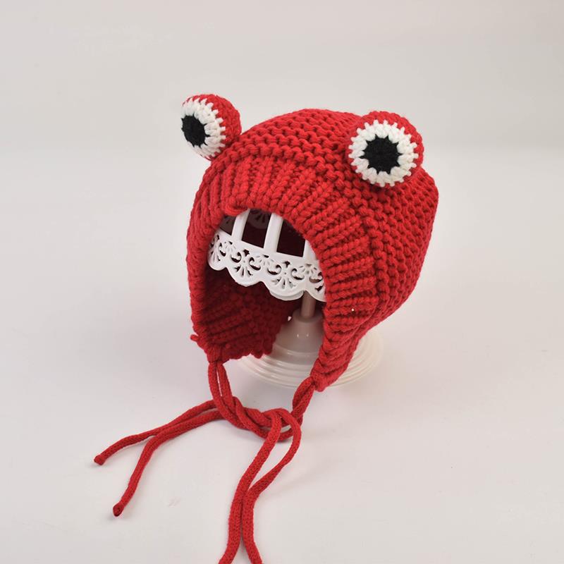 Baby Hat Autumn and Winter Infant Woolen Hat Frog Baby Hat Cute Super Cute Plus Velvet Warm Knitted Hat