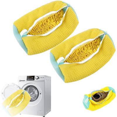 2 peças de sacos de lavagem de sapatos reutilizáveis para máquina de lavar todos os tipos de sapatos (Amarelo)