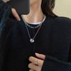 Light luxury niche high-end sense stacked necklace female autumn retro hip-hop simple cold wind collarbone chain accessories