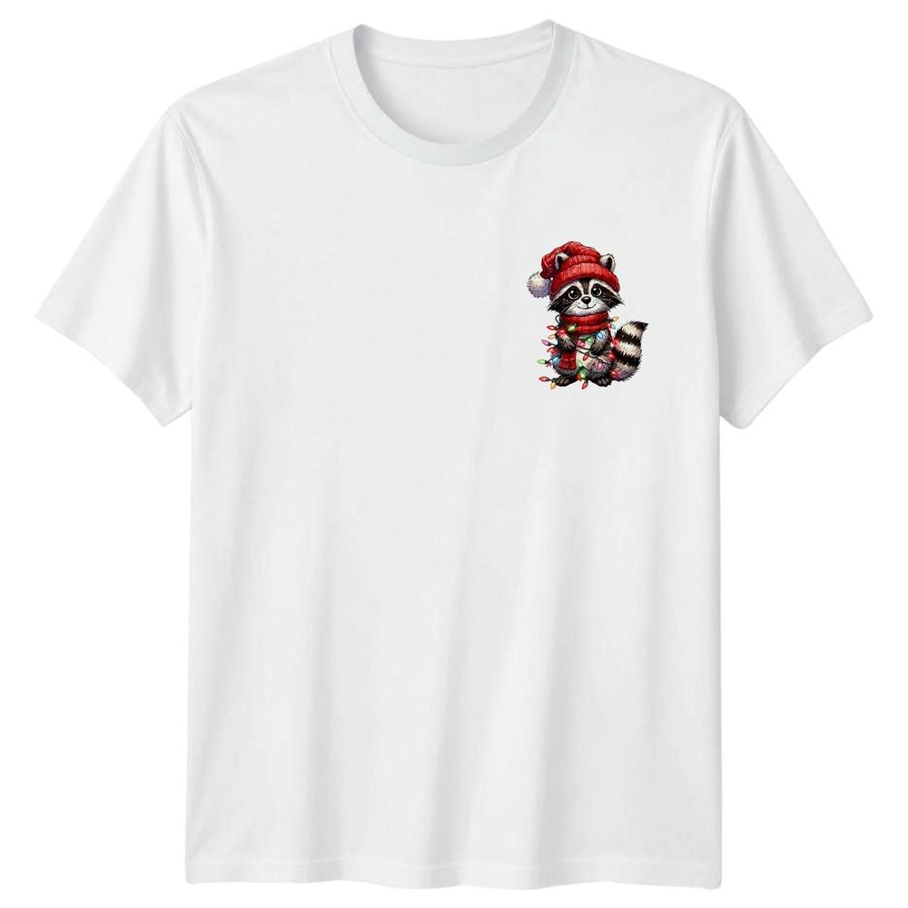Raccoon Christmas Lights Holiday Unisexs TShirt Unisexs Tee Graphic Unisex Top S