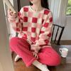 Thickened Coral Velvet 2-piece Pajamas Set, Large Size Flannel Pajamas, High Collar Trousers Set, Home Clothes, Women's Warm Home Clothes