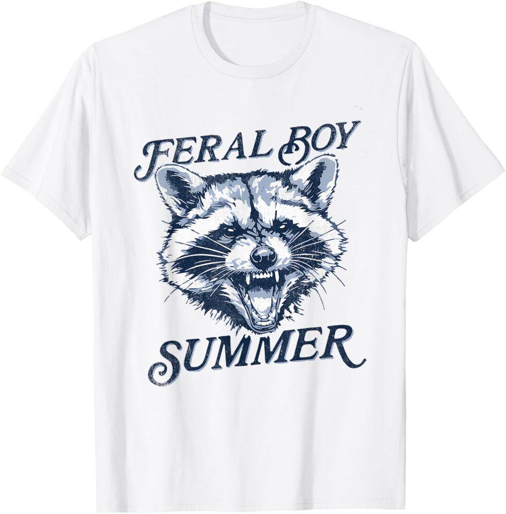 Feral Boy Summer Funny Raccoon Meme Trash Panda Raccoon T-Shirt Unisex T-Shirt XL