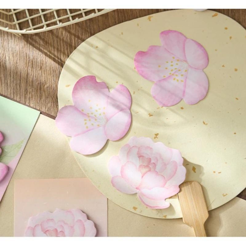 Flower Shaped Memo Book Four Seasons Flower Series Message Board Sticky Notes Decorative Sticker Student Office Stationery Supplies