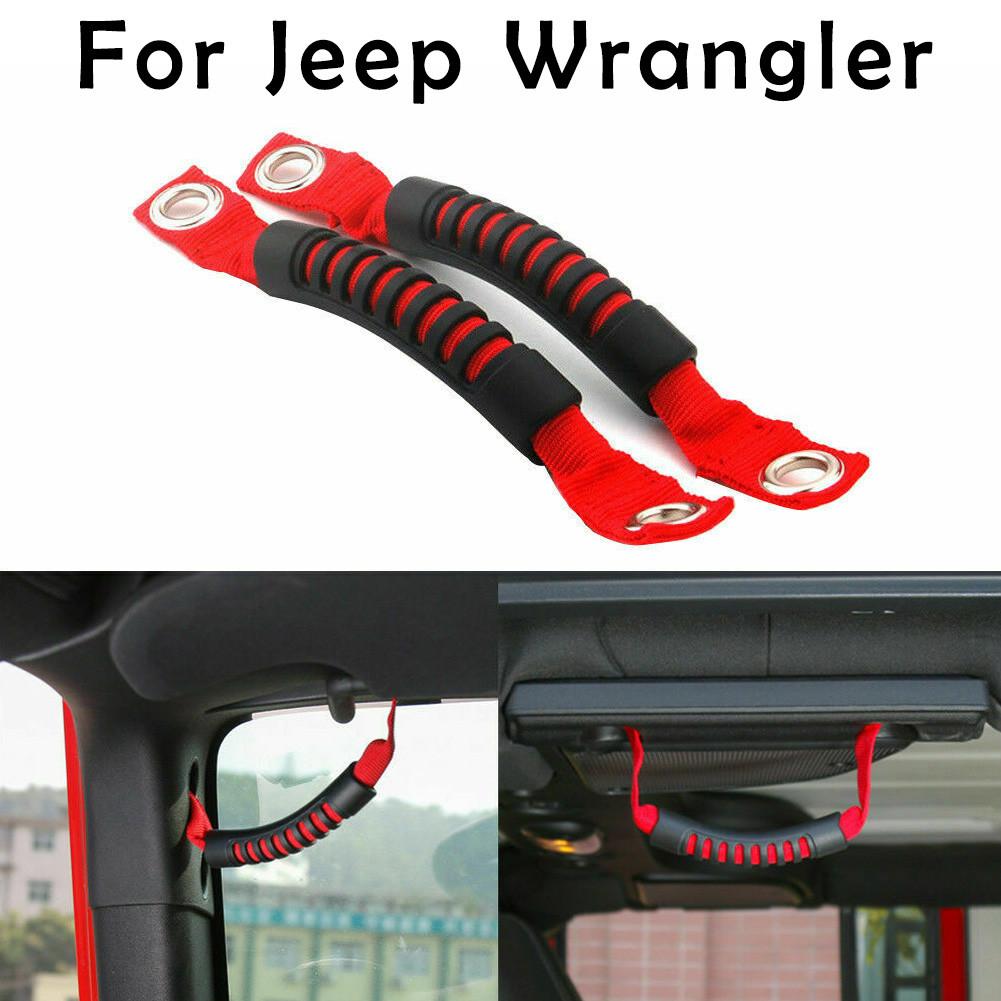 Bil Nylon Web Stropper Med Gummi Grep Innvendige Håndtak Dørhåndtak Passer For Jeep For Wrangler JK 2 Tommer-3 Tommer Polstret Håndtak