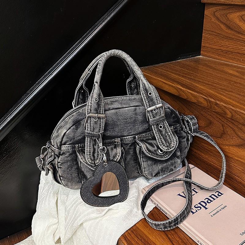 Niche High-quality Texture Washed Denim Cross-body Bag Women's Fashionable All-matching Retro Hot Girl Motorcycle