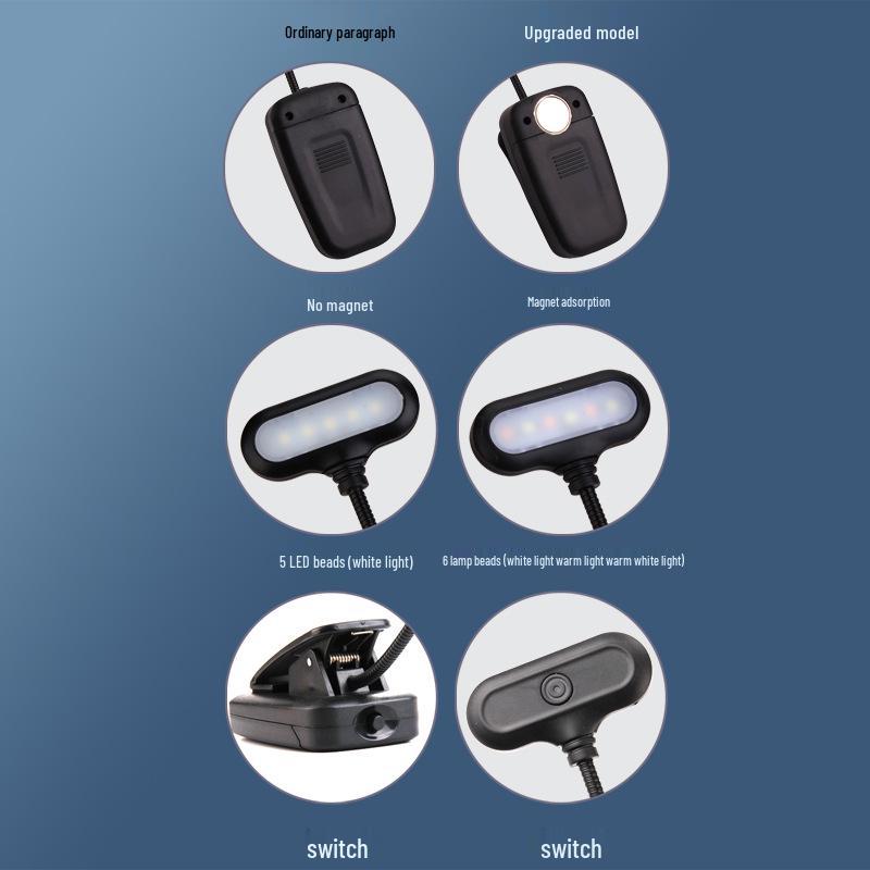 USB Charging LED Desk Lamp with Eye Protection & Flexible Hose Clip for Dorms and Bedside Use