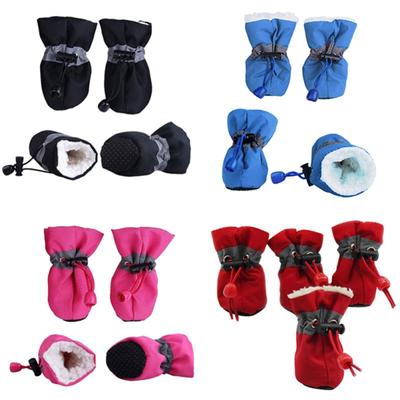4 Stück/Set Wasserdichte Winter Haustier Hundeschuhe Katzen Rutschfest Regen Schnee Stiefel Schuhe Dick Warm Für Kleine Welpen Hunde Socken Stiefelchen