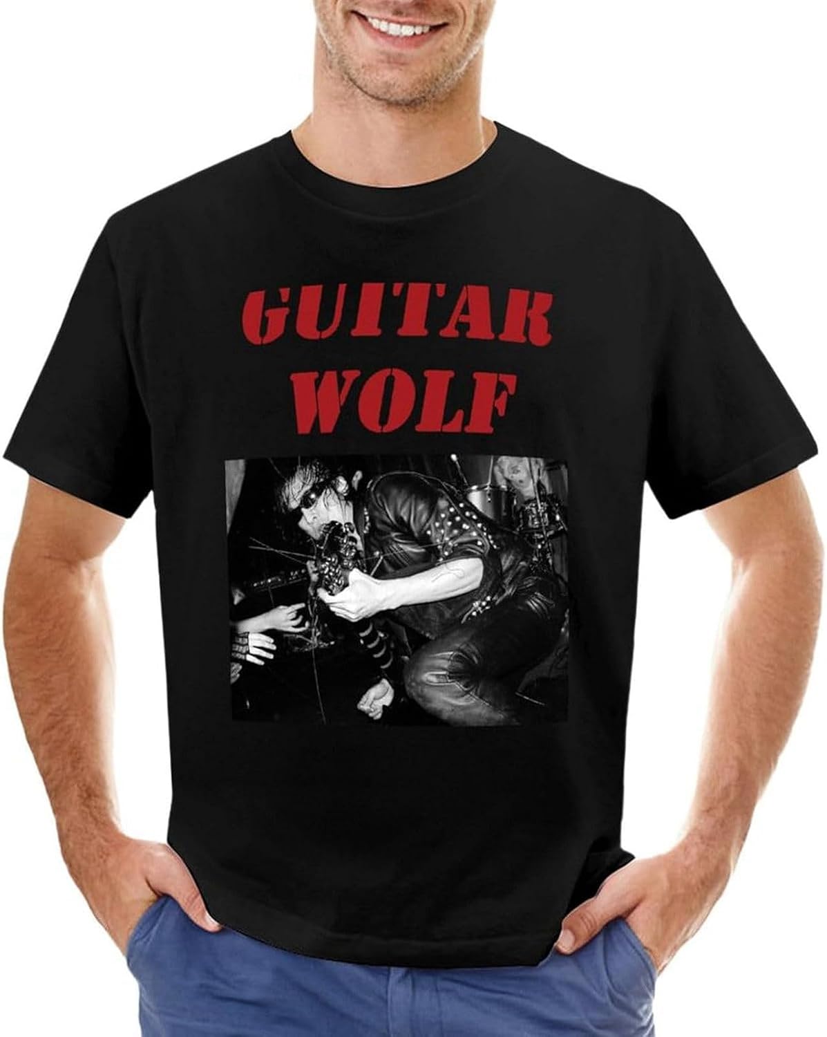 Guitar Wolf 01 Men T Shirt Animal Print Shirt for Mens Cute Clothes Hippie Clothes Kawaii Clothes M чёрный