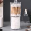 Cotton Swab Organizer 2 Layer Round Transparent Plastic Cotton Swab Holder for Bathroom Bedroom
