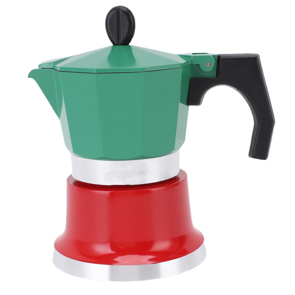 Coffee Pot Italian Coffee Maker for Gas Electric Stove Top 3 Cup Camping Manual Cuban Coffee Percolator Green and Red