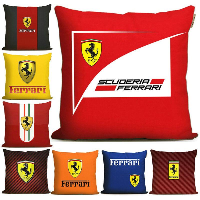 Car Logo Pillow Sofa Decorative Home Print Plush Square Throw Pillow Covers Cushion Decoration For Ferrari SJ Scuderia Ferrari