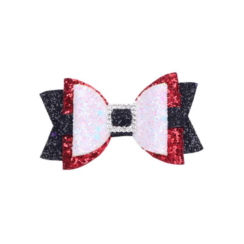 

Elegant Rhinestone Christmas Bow Hair Clip for Girls - Glittery Holiday Headwear
