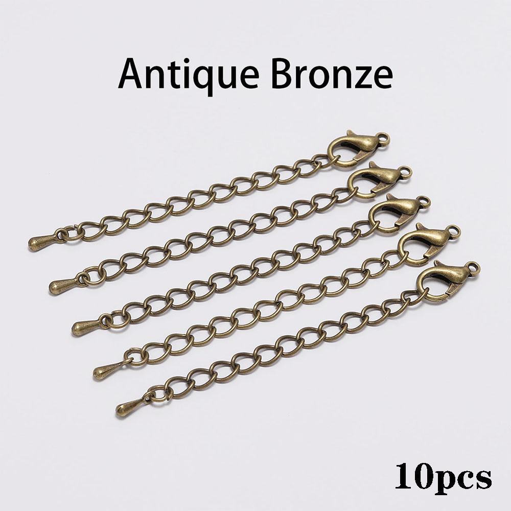 10pcs/lot 50 70mm Tone Extended Extension Tail Chain Lobster Clasps Connector For DIY Bracelet Necklace Jewelry Making Findings