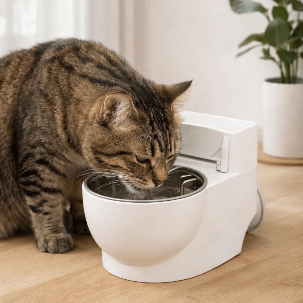 Wall-Mounted Toilet Shaped Cat Water Dispenser Stainless Steel Split Design Cat Water Bowl With Lid Simulation Closestool