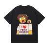Funny Cartoon I Love Fried Chicken Graphic Print T-Shirt