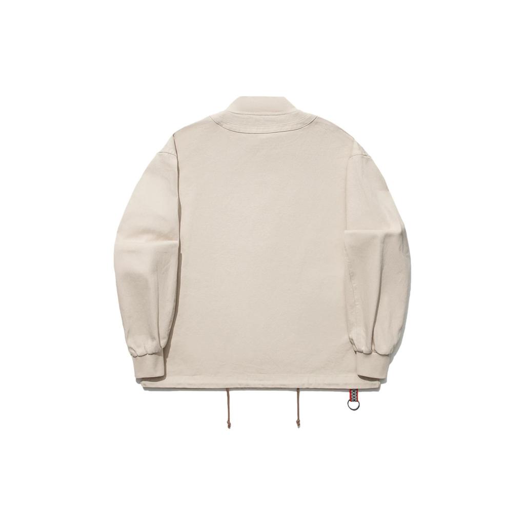 Li Ning Plain Single-Breasted Long Sleeve Loose Jacket Unisex Jacket Oatmeal-Gray AFDT589-1