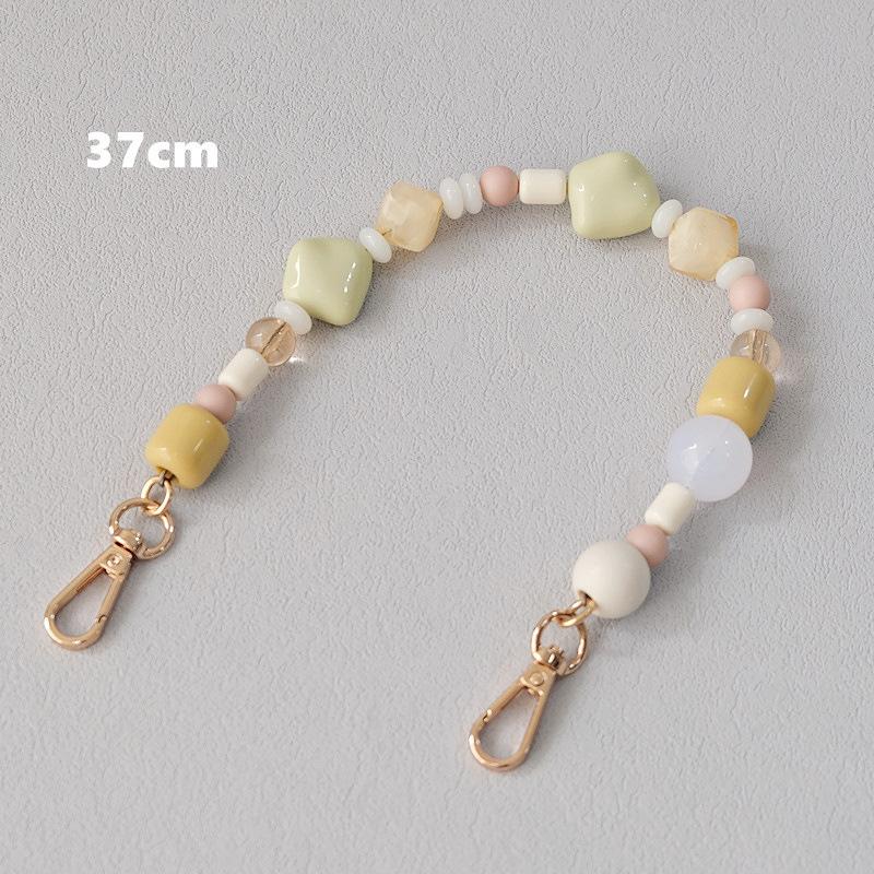 

Новый женский ремень для сумки, аксессуар, яркие синие, красные акриловые бусины из смолы, детали, роскошный браслет ручной работы, женский милый браслет с ручкой для сумки 37CM бежевый