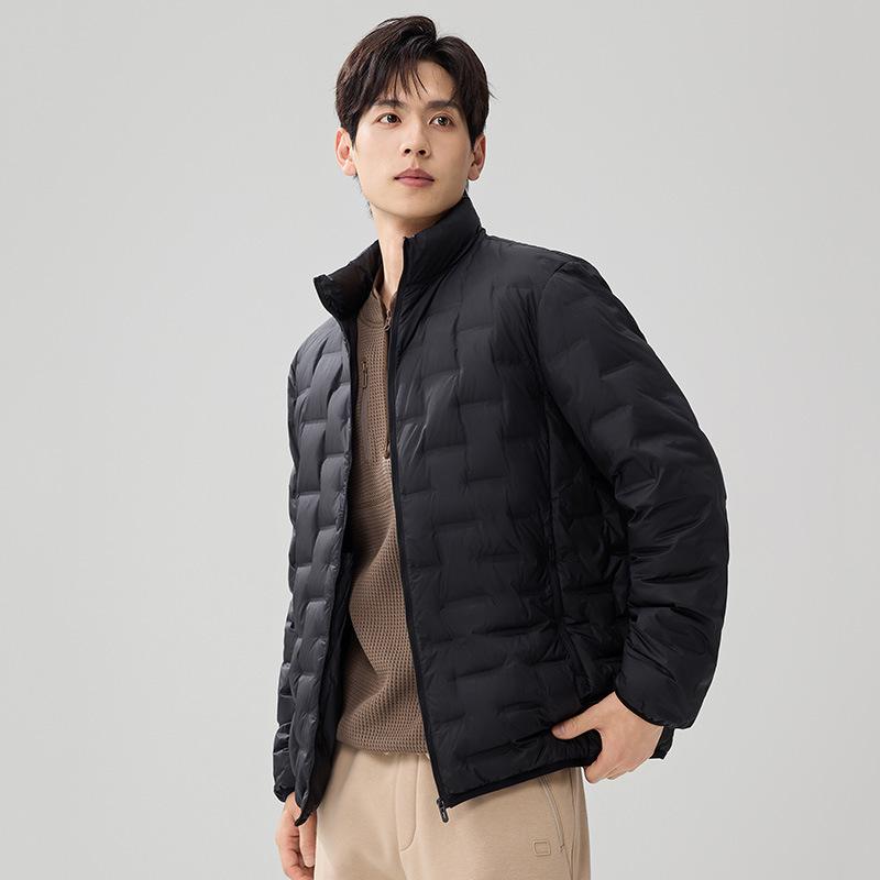 2025 Men's Autumn/Winter Lightweight 90% White Duck Down Jacket - Fashionable Short Stand Collar Style