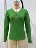 European Slim V-neck Chain Long Sleeve Women's Top - 2025 Collection