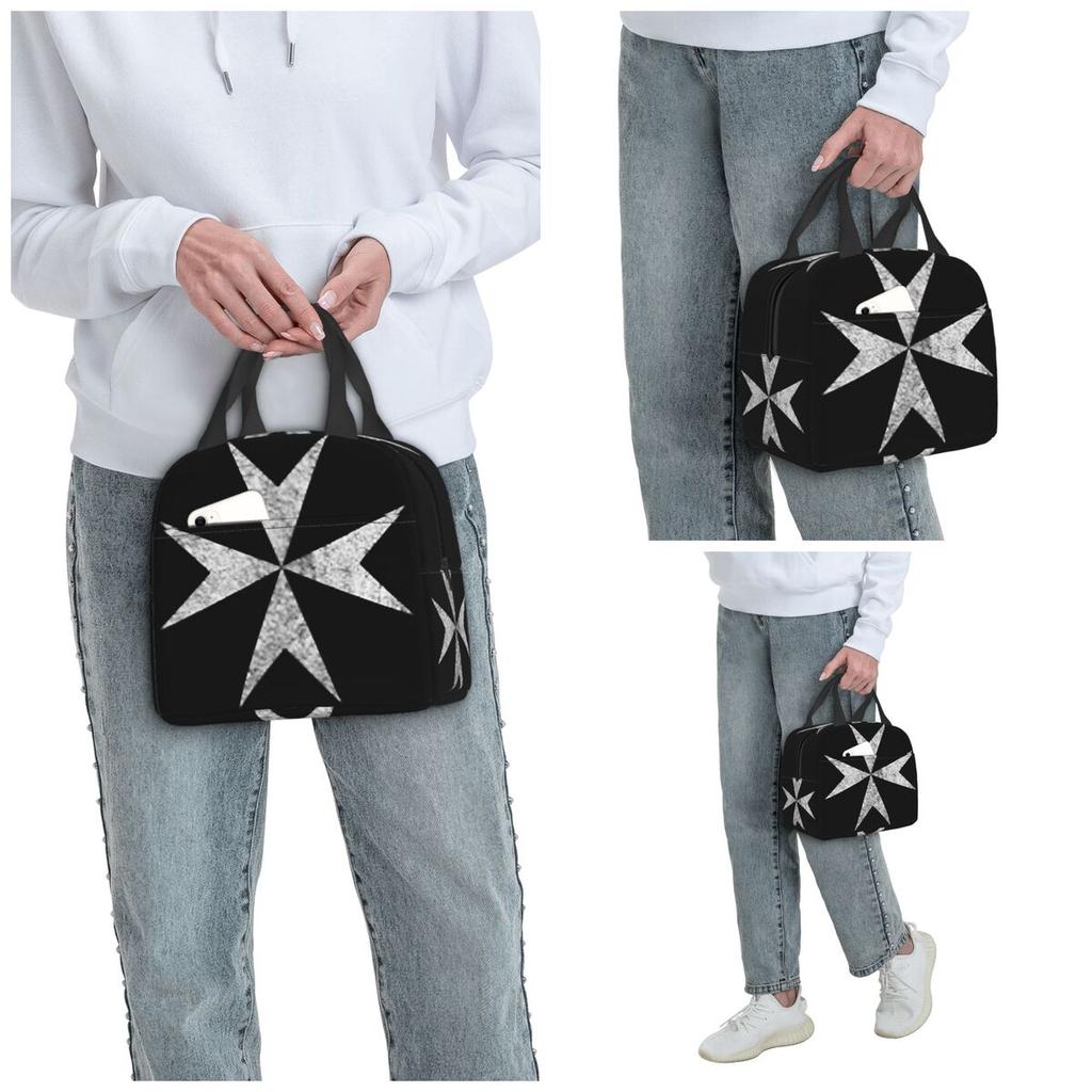 Maltese Cross Knights Hospitalier Malta Crusades Insulated Lunch Bag for Women Office Cooler Thermal Food Box Tote Lunch Boxes