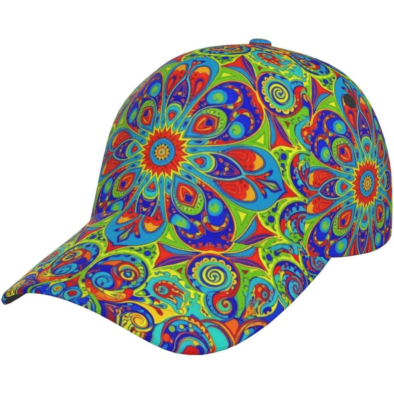 Psychedelic Trippy Rainbow Baseball-Cap Fashion Trucker Cap Curved Dad Hats for Running Workouts Outdoor Activities