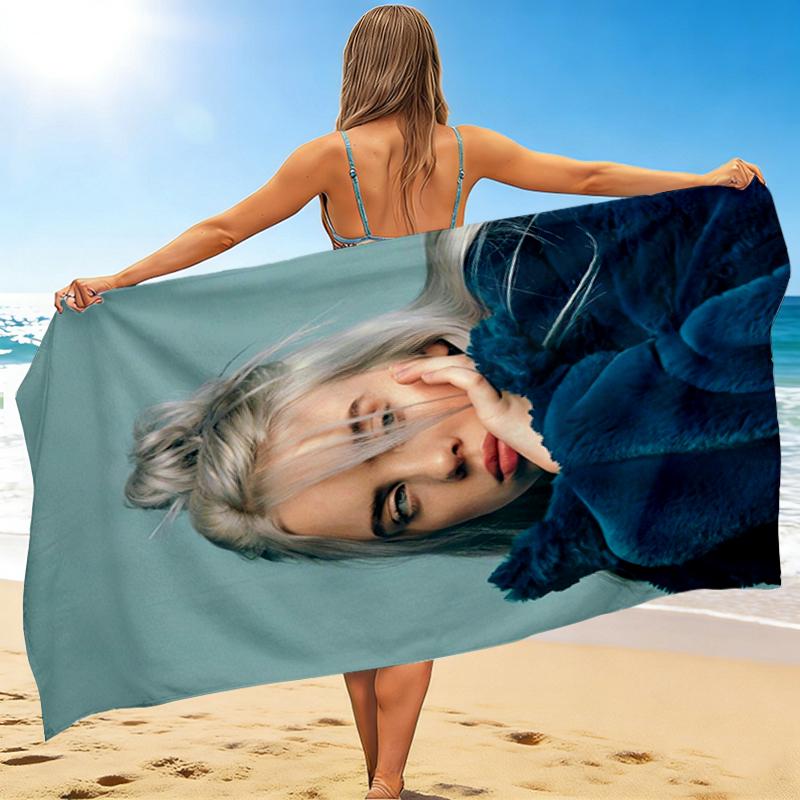 1Pc Blonde Blue Fur Coat Beach Towel, Quick Dry, Multi-Use for Beach Pool Gym Yoga Home Travel, Christmas, Halloween, Xmas Gift S929446