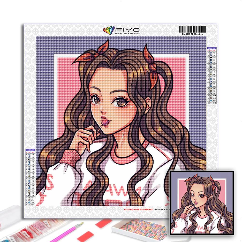 5D diamantmaleri Full diamant tegneserie jentebilde diamantmaleri Håndlaget diy-diamantmosaikkmaling Hjemdekorasjon