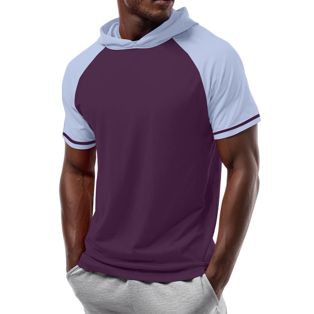 Men's Straight Shoulder Short-sleeved Hoodie T-shirt Sweatshirt