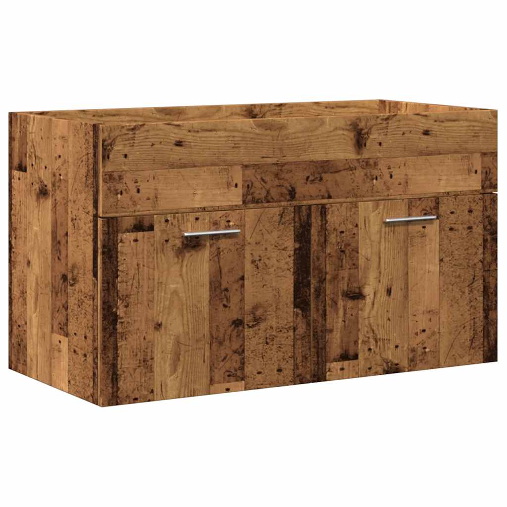 2 Piece Bathroom Furniture Set Rustic Wood Look Particleboard