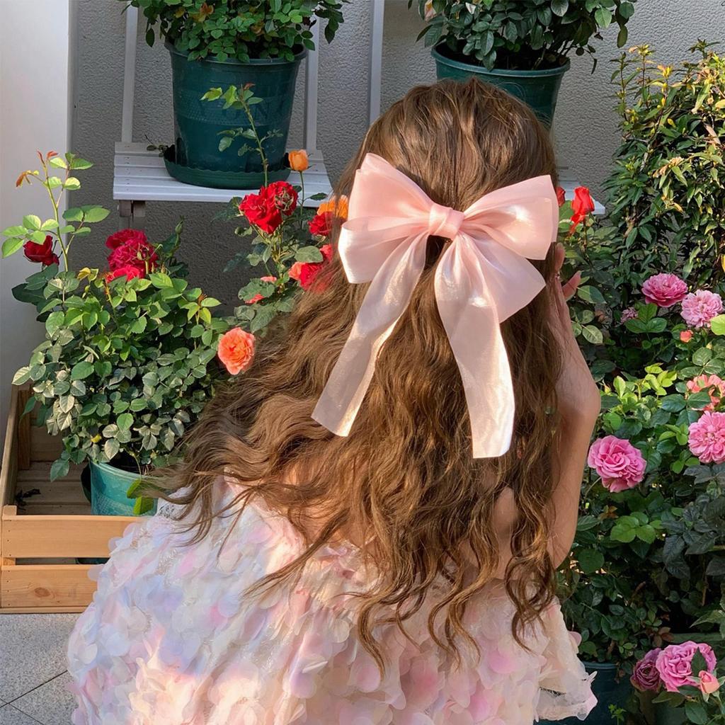 Sweet Organza Bow Hair Clips for Girls Blue Pink Bowknot Hairgrips Ribbon Bow Barrette Hairpin Grip Ponytail Clip Headwear