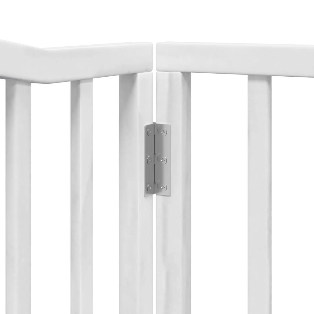 4 Piece Foldable White Dog Gate 320 cm Poplar Wood
