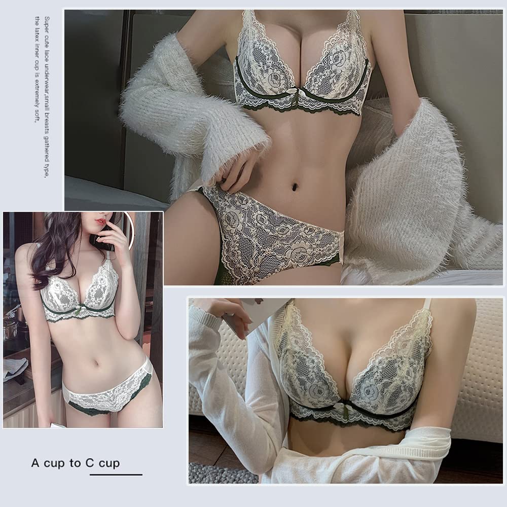 FLYSHION Bra and Panty Shapewear Set, Bust-Enhancing, High-Arm Design, Cleavage-Enhancing, Soft, Wireless,
