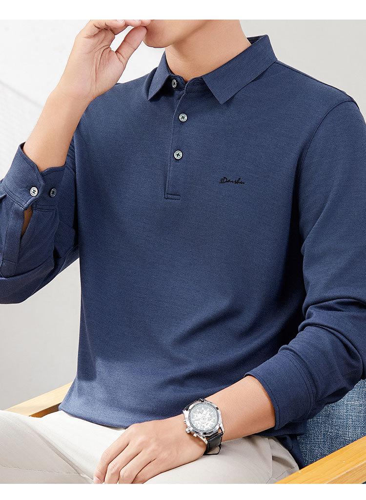 [New Year's Clothing Cashmere/mulberry Silk] Autumn and Winter Collar Long Sleeved T-shirt Men's Polo Warm Knit Sweater