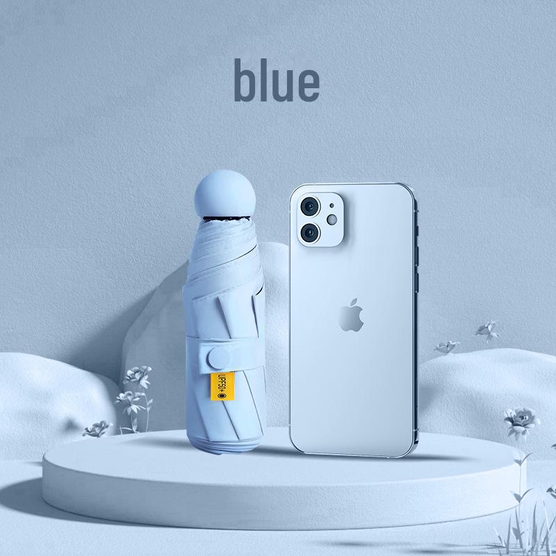 Compact Capsule Umbrella: 50% Foldable, Portable, Pocket-Size for Sunny and Rainy Days