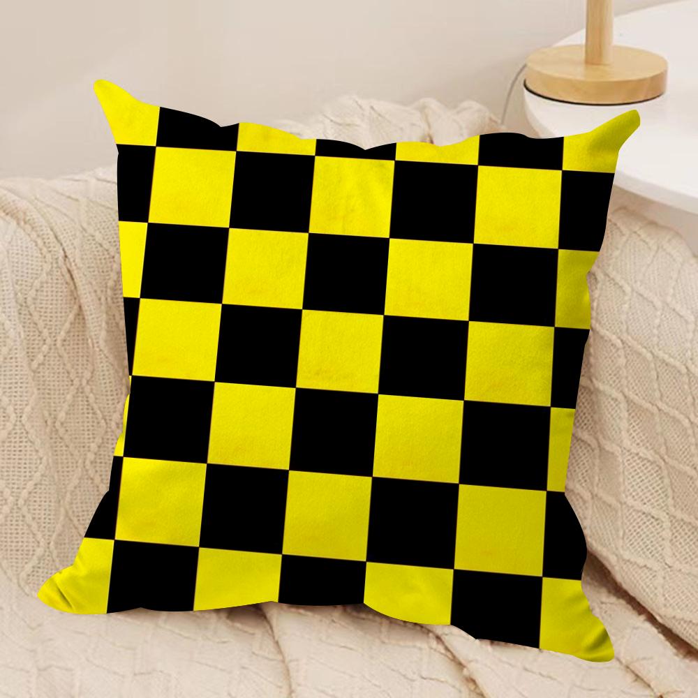 Classic Checkered Square Cushion Cover Pillowcase Ultra Soft Skin Friendly Fabric Cloud Like Comfort  Concealed Zipper