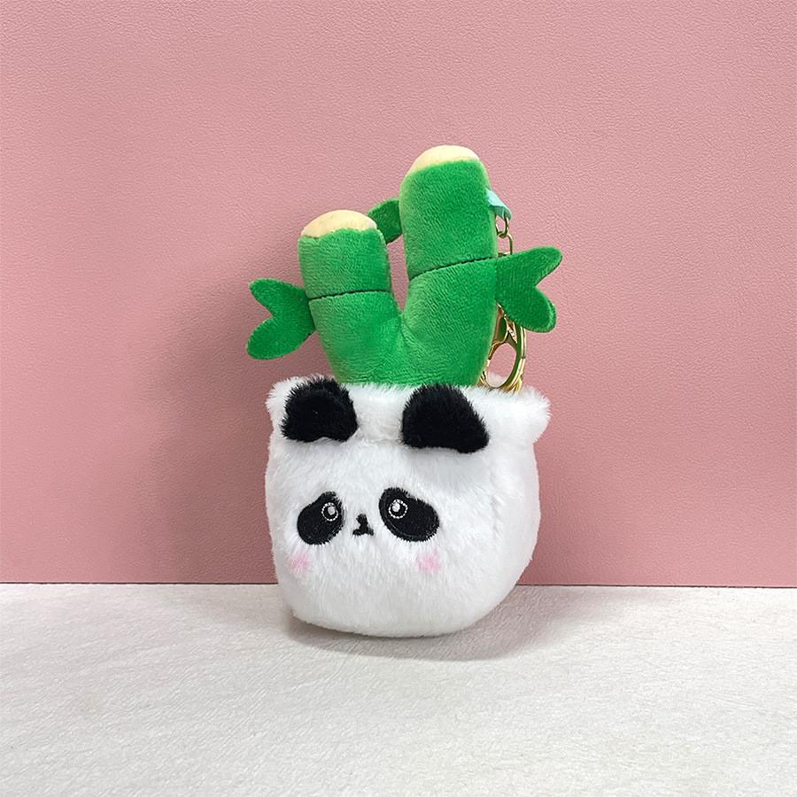 Adorable Plush Animal Potted Plant Keychain Decoration Cute Panda Figure Gift For Kids